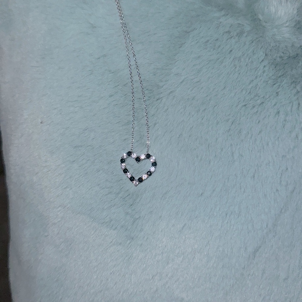 Onyx Heart Pendant Necklace in Sterling Silver
